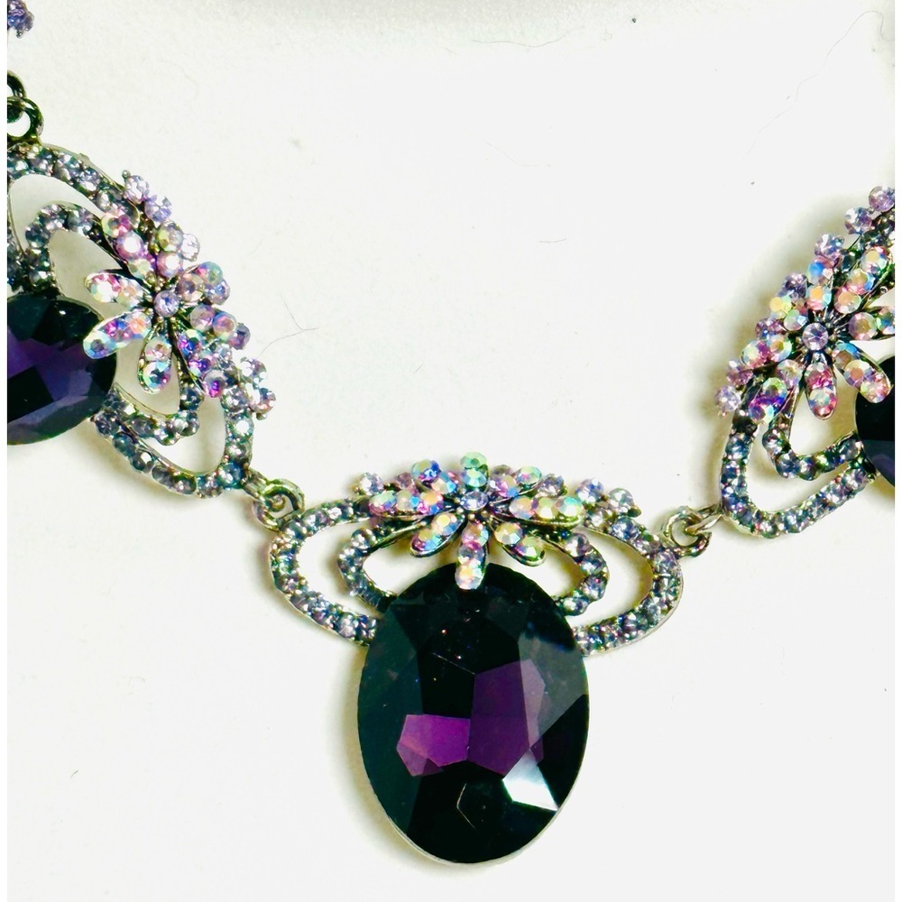 SP SOPHIA COLLECTION Purple and Silver Necklace Set pierced earrings new 2010 - Picture 6 of 13